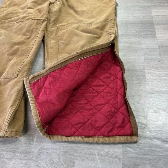 Carhartt Bib Overalls Mens 48x30 Brown Insulated Quilt Lined Workwear R02 BRN